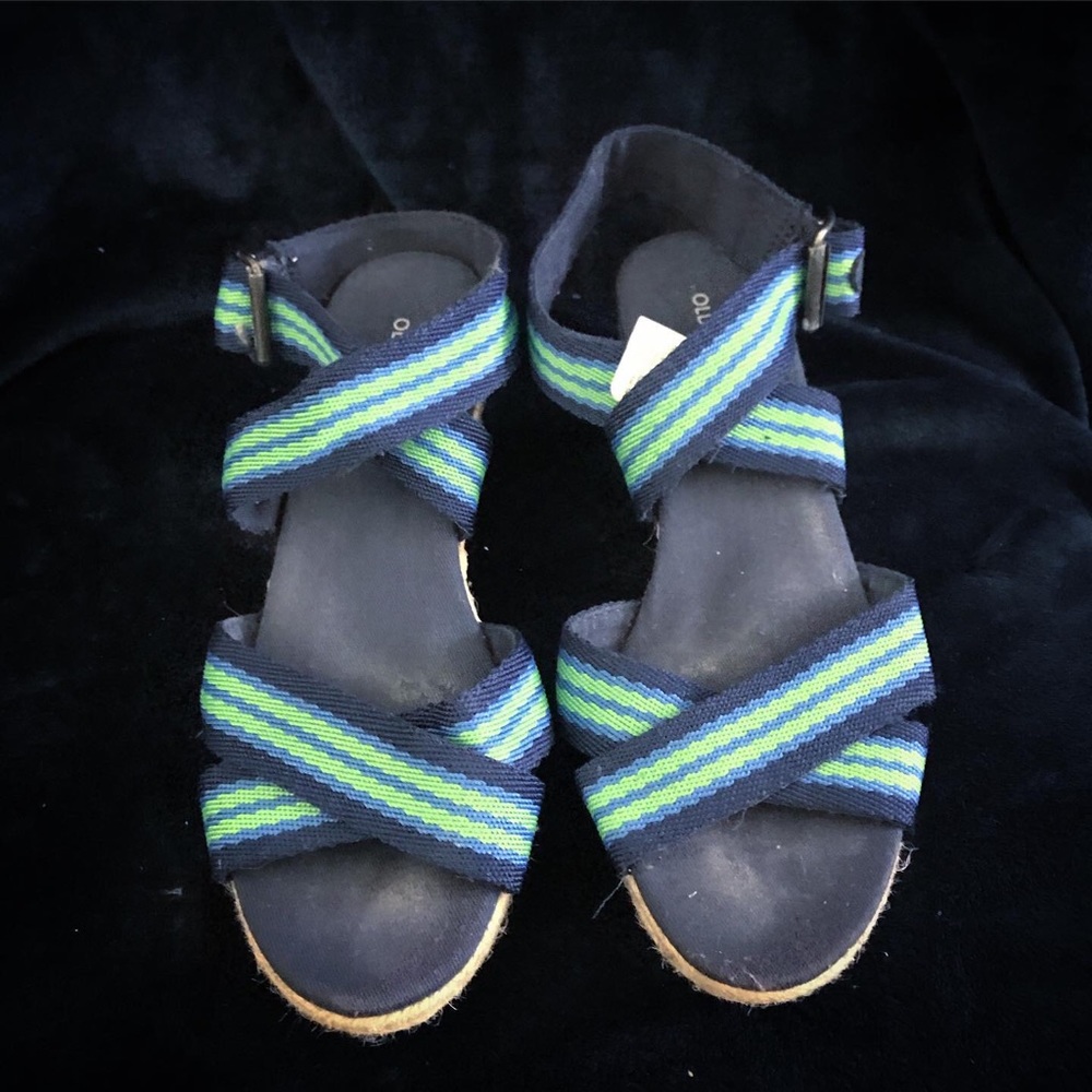 Blue and Green Old Navy Strappy Wedge Heel Sz 7